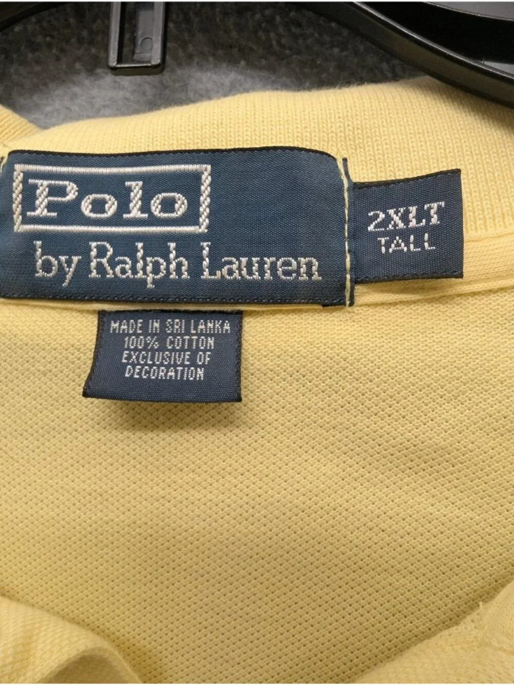 Polo By Ralph Lauren Polo Shirt Mens 2XLT Yellow Solid Cotton Big Tall Pony